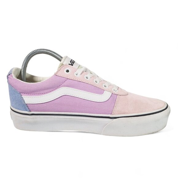 Vans Ward Platform Suede Colorblock Skate Sneakers Pink / Blue / White Women's 8 - Picture 7 of 11